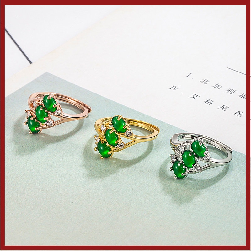 Sansheng III Cincin Batu Giok Hetian Seri U1157