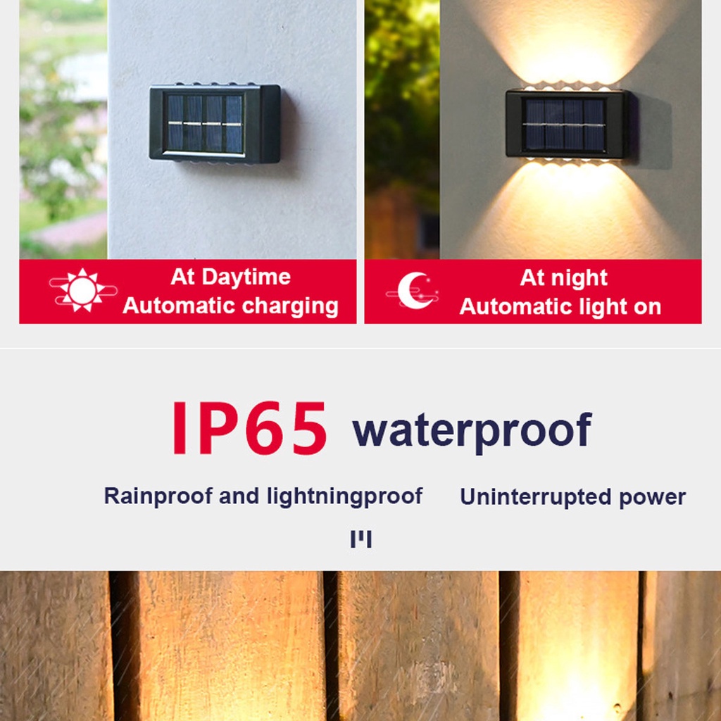 Ramadan 2pcs Lampu Dinding Outdoor 6-Led Waterproof Solar Powered Wall Lamp For Garden / Outdoor Decoration