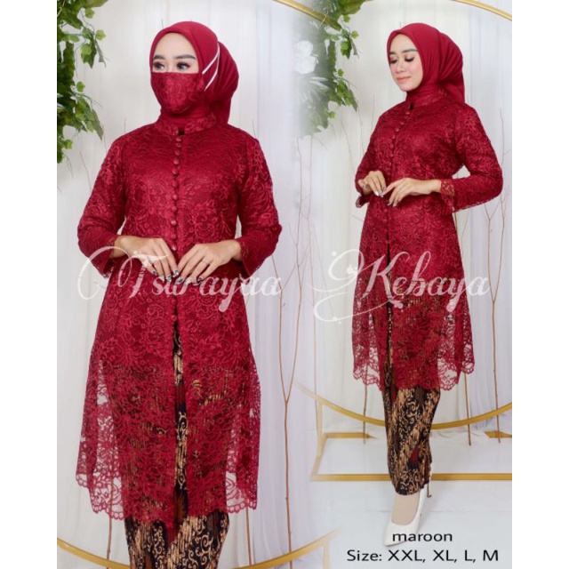 SETELAN KEBAYA TUNIK KANCING  TUNIK BROKAT BUSUI MODERN KEBAYA TUNIK KANCING DEPAN KEBAYA TUNIK PEST
