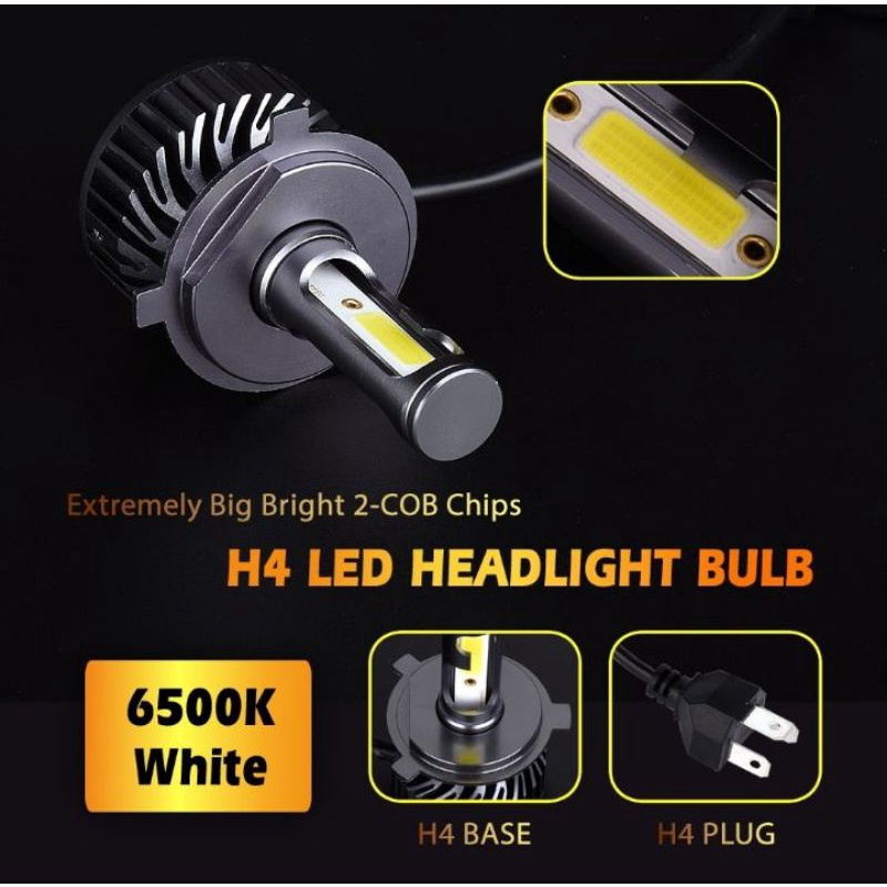 INOMOTIV Lampu Mobil Headlight Car Fog Buld LED H4 COB 72W 7600LM