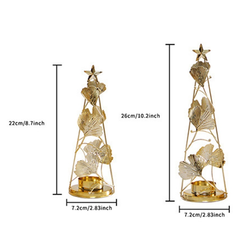 Stand Holder Lilin Bentuk Daun Aprikot Bulat Warna Emas Untuk Pohon Natal