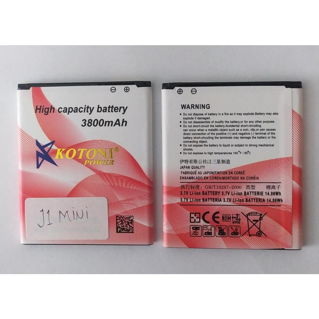 Baterai Double Power original by Kotoni Samsung sam J1 Mini batre batrai