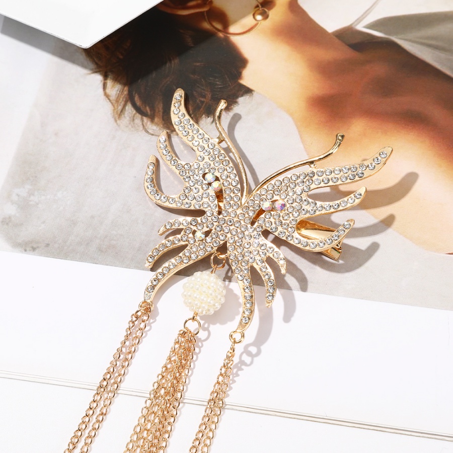 Jepit Rambut Model Butterfly Bahan Alloy Aksen Mutiara Dan Kristal Gaya Korea Untuk Wanita