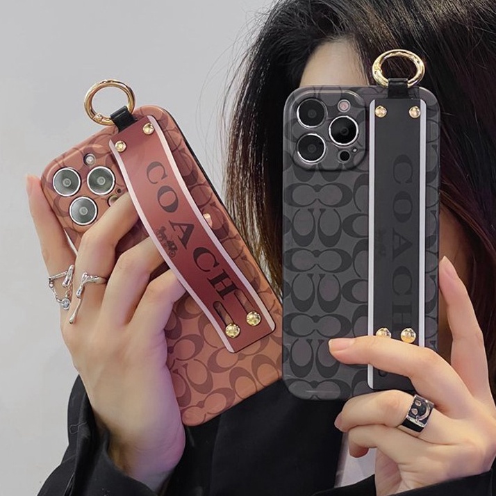 Luxury Gelang Tangan Case IPhone Xr Xs Max14 Plus Ip Apple IPhone 11 12 13 14 Pro Max Sarung Silikon Wanita Casing Handphone Coach