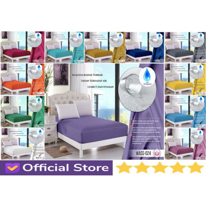 SEPREI Sprei Waterproof Anti Air Polos Aneka Warna | Seprei Waterprof - Pink Muda, 90x200x20cm karak