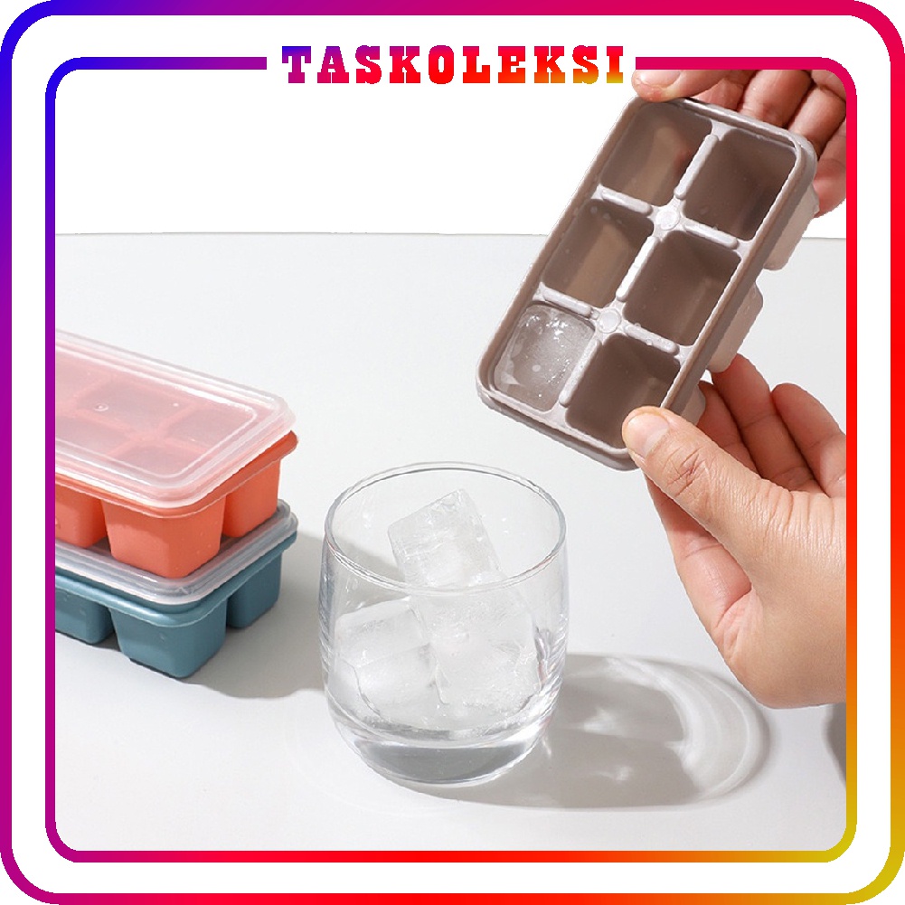 ☛TK☚ Cetakan Es Batu 6 Sekat Dengan Tutup / Cetakan Es Batu Kotak 14 Kotak  Food Grade / Cetakan Permen Cokelat Jelly R823