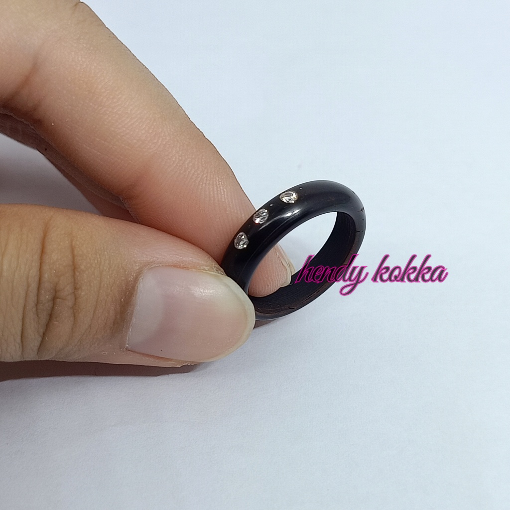 cincin kokka kaukah kaokah bulat mata 3 hitam