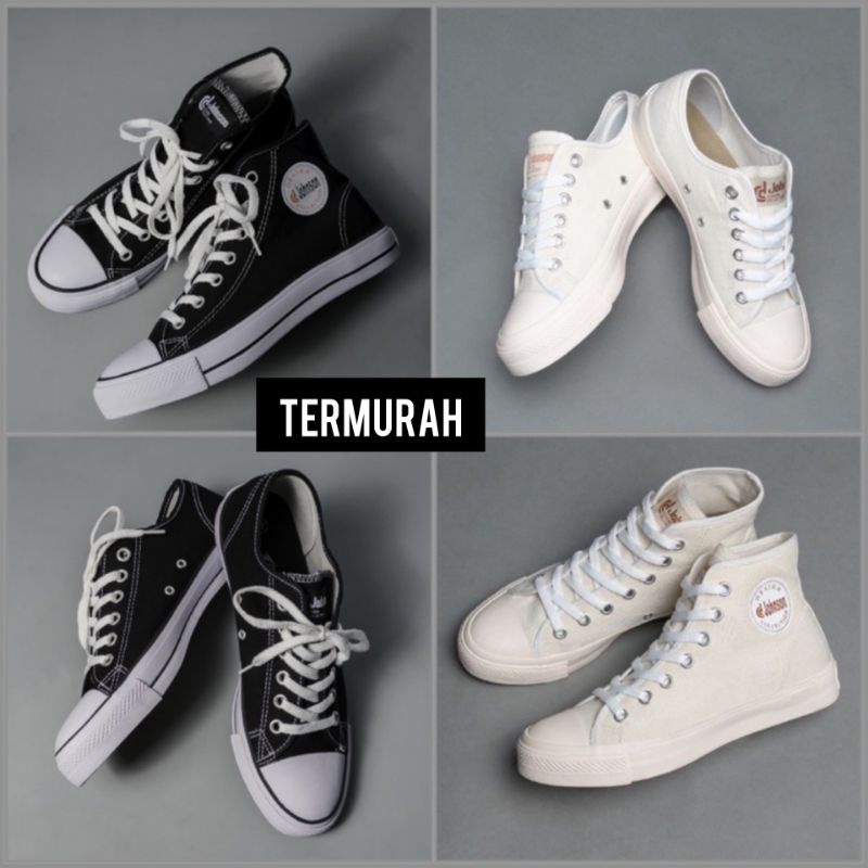 SEPATU JOHNSON BASIC  Black White - Basic Milky  - LOW CUT - Sepatu Sekolah - ORIGINAL 100%