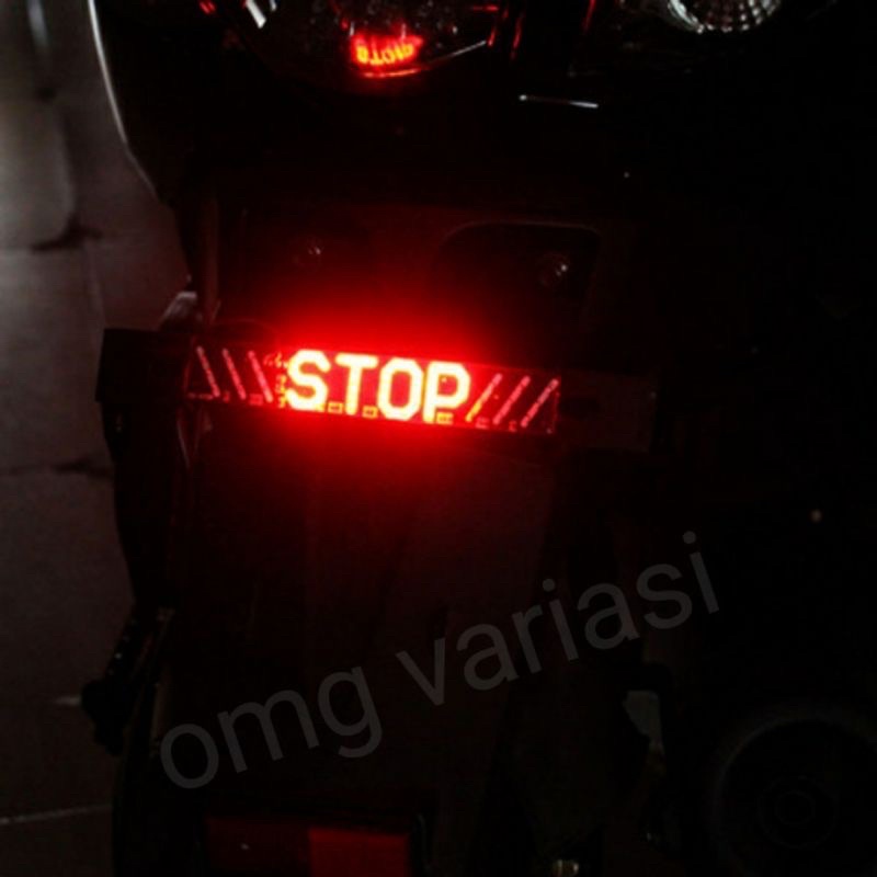 PROMO LAMPU LED TULISAN STOP 20 CM RGB (RUNNING SEN KIRI DAN SEN KANAN ) BISA UNTUK MOTOR DAN MOBIL DC 12V UNIVERSAL - IP68 WATERPROOF