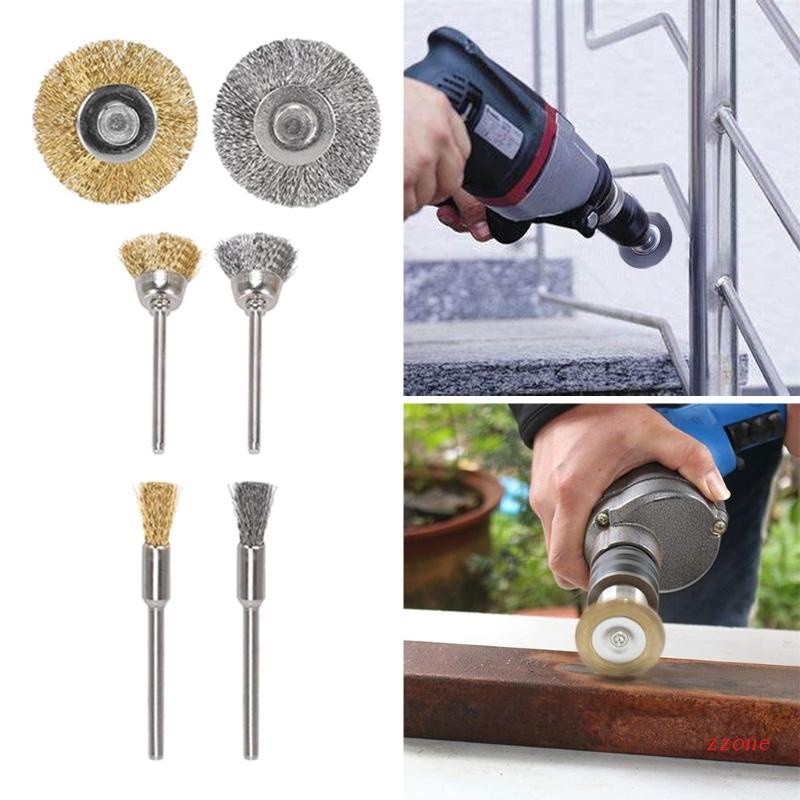 36pcs / Set Sikat Kawat Baja Roda Cangkir 3mm Shank Polishing