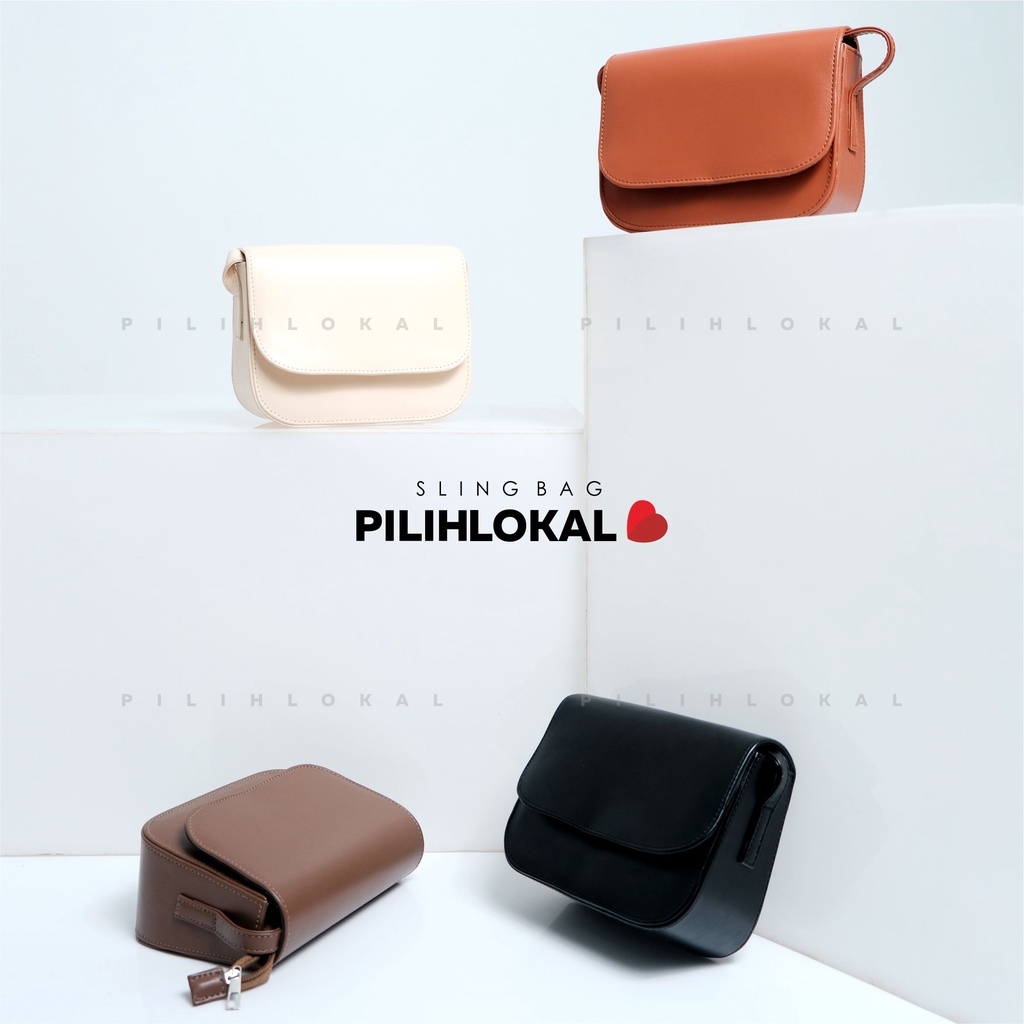 Pilihlokal - Terlaris Sling Bag Polos Simple Wanita Remaja Tas Slempang Kulit Kasual Mini Bahu Cewe Fashion Lucu Terbaru 2022 Untuk Jalan Jalan2 Hangout Shoulderbag Oxana Casual Kecil Cewek Waterproof Murah Korean Style Kekinian Black Hitam Putih Coklat