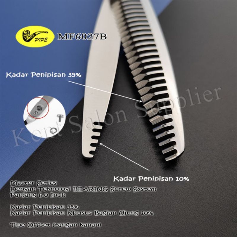 

Gunting Penipis PIPE MF6027B ( 35% ujung 10%) Teknologi Bearing