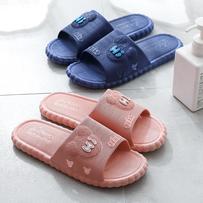 FY Sandal Slop Jelly Karet Couple Pria / Wanita Motif Hi-BEAR Timbul Simple Trendy