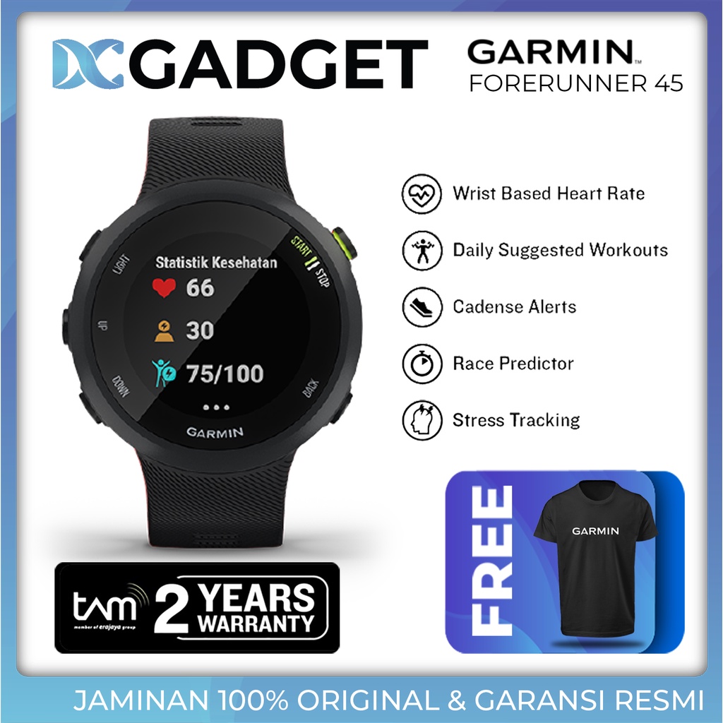 New GARMIN FORERUNNER 45 ORIGINAL GARANSI RESMI TAM 2 Tahun