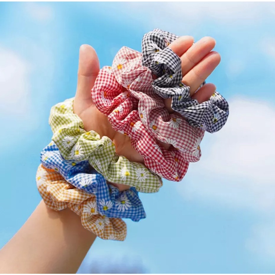 [RD] SCRUNCHIE Motif Korean Style - Ikat Rambut Ponytail Elastis - Cepol Rambut Pastel