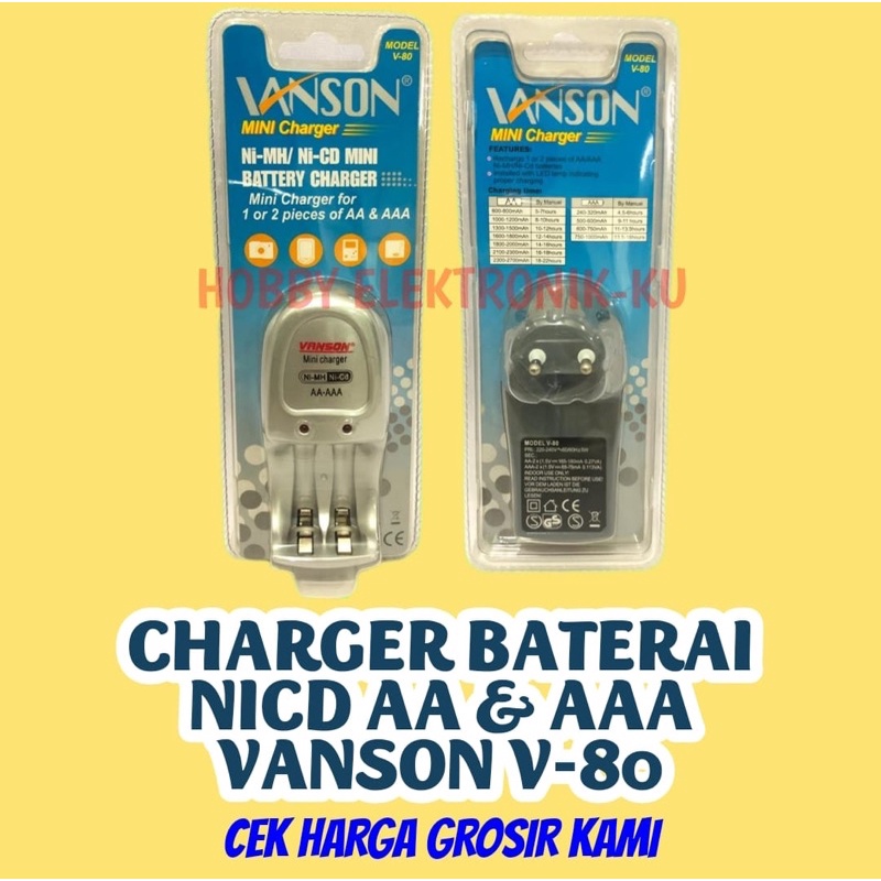 CHARGER BATERAI NICD AA &amp; AAA 2SLOT VANSON V80