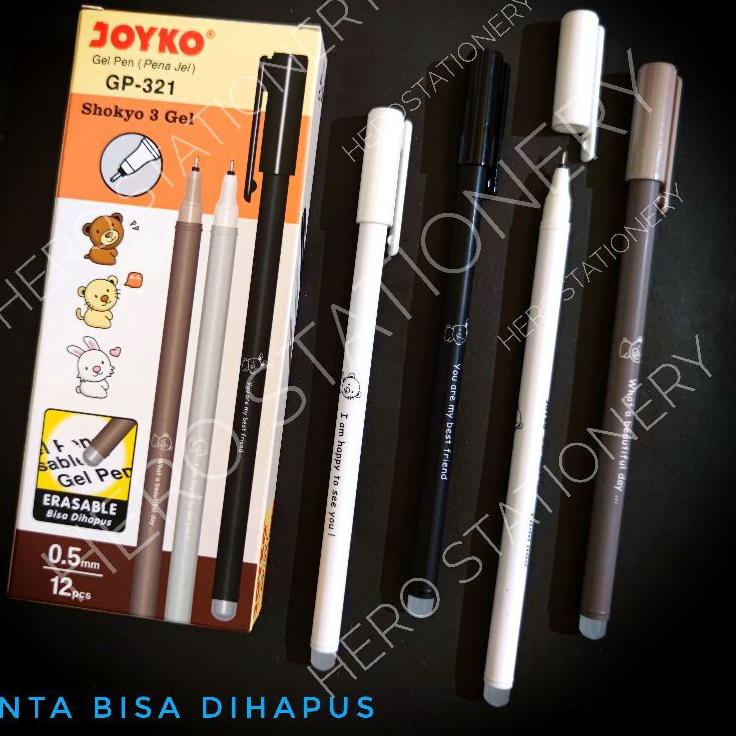 

New Pen gel erasable joyko shokyo 3 gel 0.5 mm tinta bisa dihapus GP-321 . 12 unit ✓