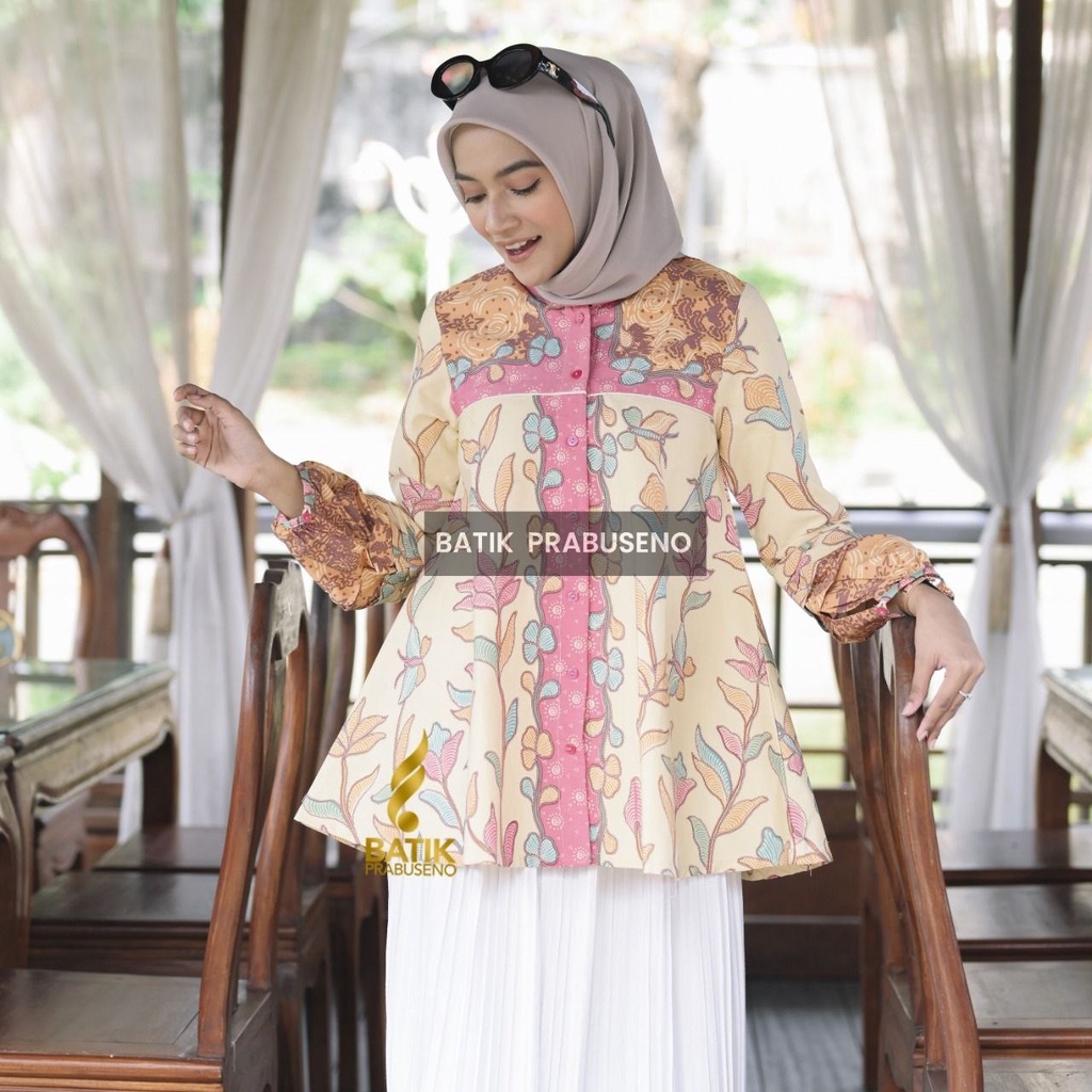 Batik Prabuseno Motif Slavina Tunik Batik Wanita Terbaru Modern Jahitan Rapi Solo Ukuran Size S M L 
