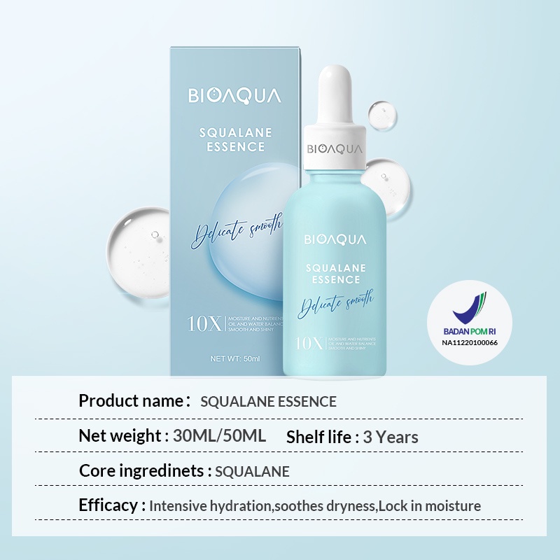 Beauty Jaya - BPOM BIOAQUA Squalane Hydrating Moisturizing Essence 10x Effect Serum Menenangkan Dan Melembabkan Wajah