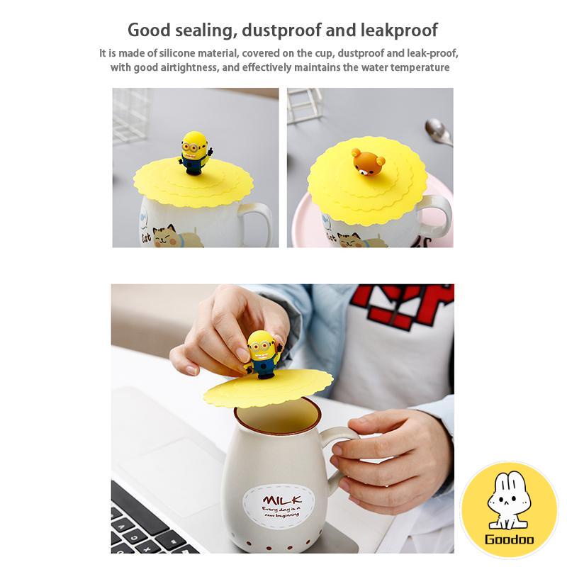 Tutup cangkir silikon Karakter Tutupan kebocoran keramik teh keramik cangkir air cangkir tutup mangkuk tertutup -Doo