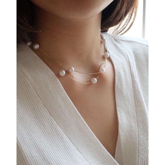 Ark.co - Joan long pearl multiway necklace kalung mutiara panjang simple minimalis