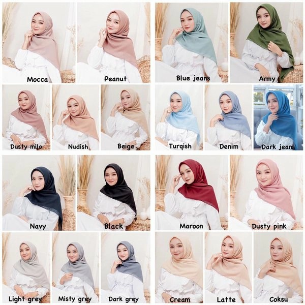 (PROMO) HIJAB BELLA SQUARE JAHIT NECI RAPIH JILBAB SEGI EMPAT BELA SQUARE POLYCOTTON / KERUDUNG SEGI EMPAT-Bella Random Warna