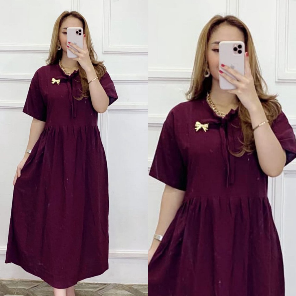 Dress Rayon Polos Home Dress Rayon Busui Daster Busui Resleting Leher Pita