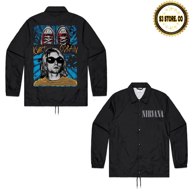 JAKET COACH NIRVANA BAND METAL WINDBREAKER HITAM JAKET COACH PREMIUM Quality PRIA WANITA DEWASA Best