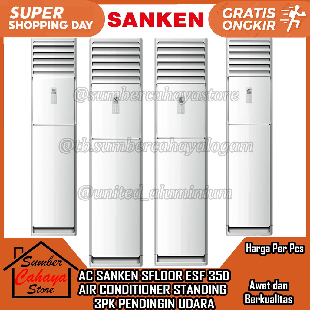 AC Sanken SFloor ESF 35D S FLOOR FLOR PLOOR  Air Cooler PORTABLE PORTABEL COLER DUDUK BERDIRI CONDITIONER PENYEJUK PENDINGIN UDARA UAP KIPAS ANGIN Standart Standar MENDINGINKAN DINGIN SEGAR RUANGAN KABIN ACE ASE STENDING INDOOR CONDITIONING STANDING 3 PK