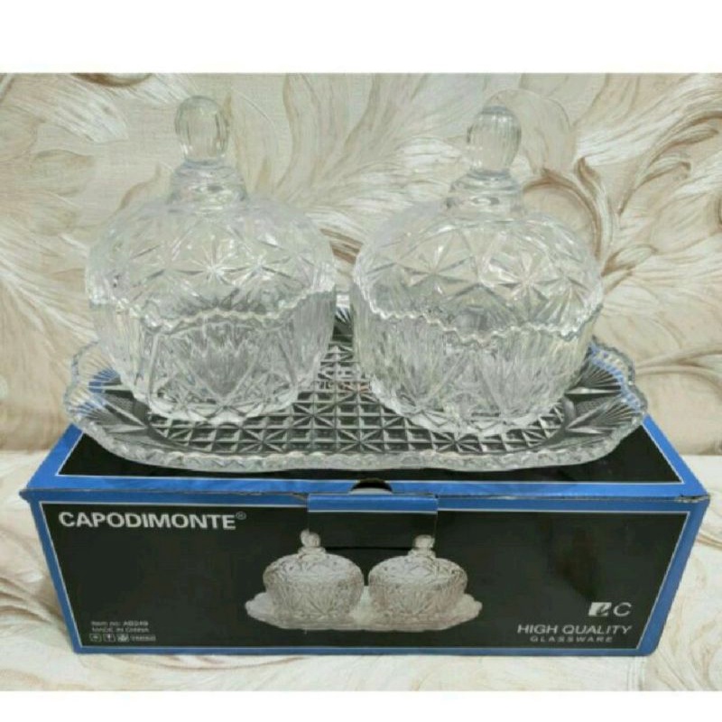 Toples Kaca Set Nampan Capodimonte