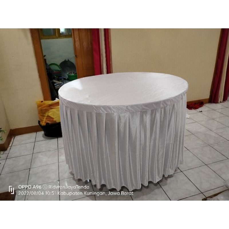 Cover Meja Bulat Putih Polos / Taplak Meja Bulat Polos