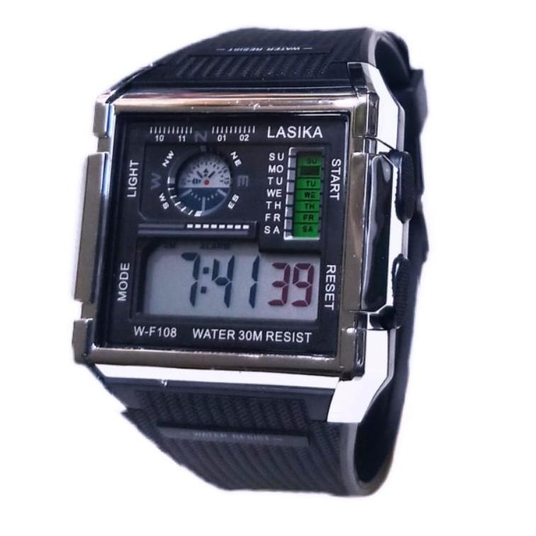 Diskonnn (Cod)Jam Tangan Pria Lasika W-F108 Digital Sergi Strap Rubber(Dikirim Jakarta) 12♡
