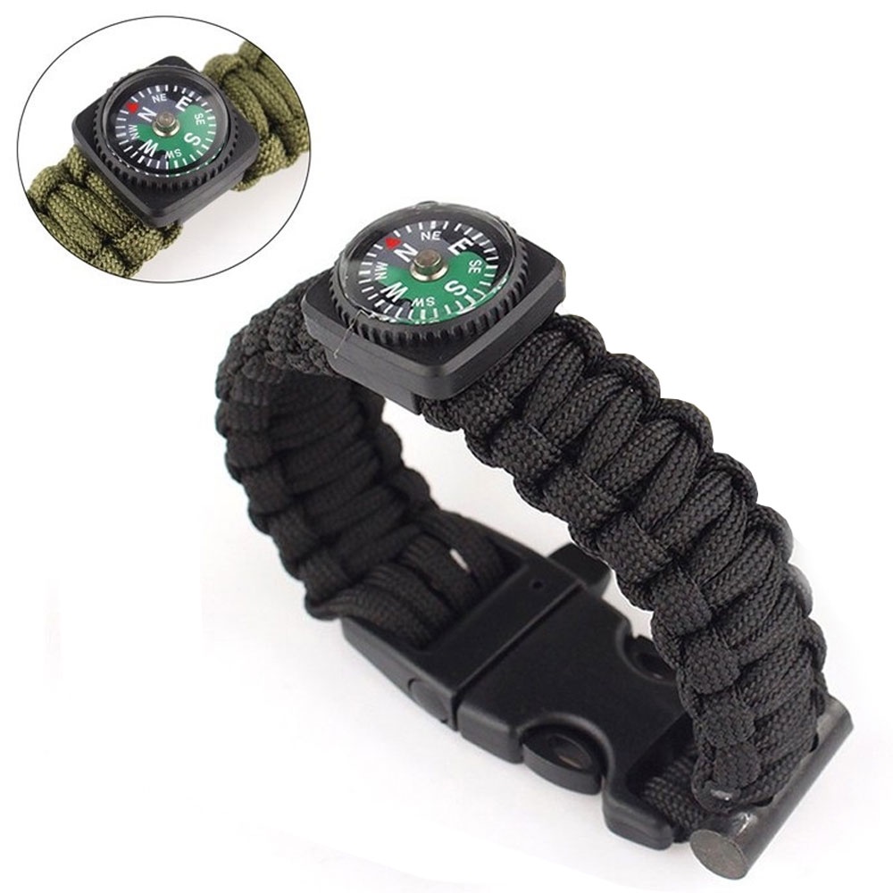 Tali Paracord Multifugsi dengan Pemanti Api Kompas - 15353 - Black