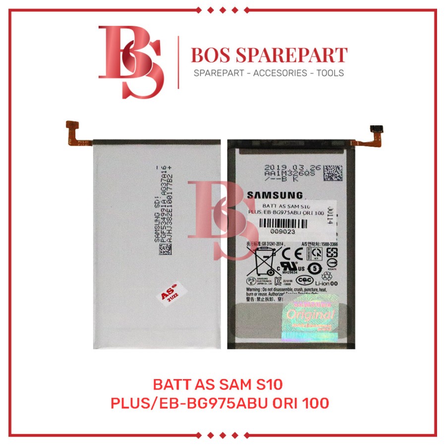 BATTERY AS SAMSUNG S10 PLUS / EB - BG975ABU ORI 100 / BATERAI / BATRE