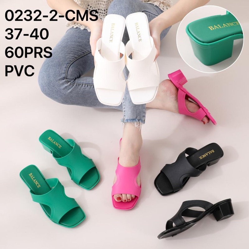 SANDAL SELOP WANITA HAK KOTAK IMPORT BALANCE 0232-2
