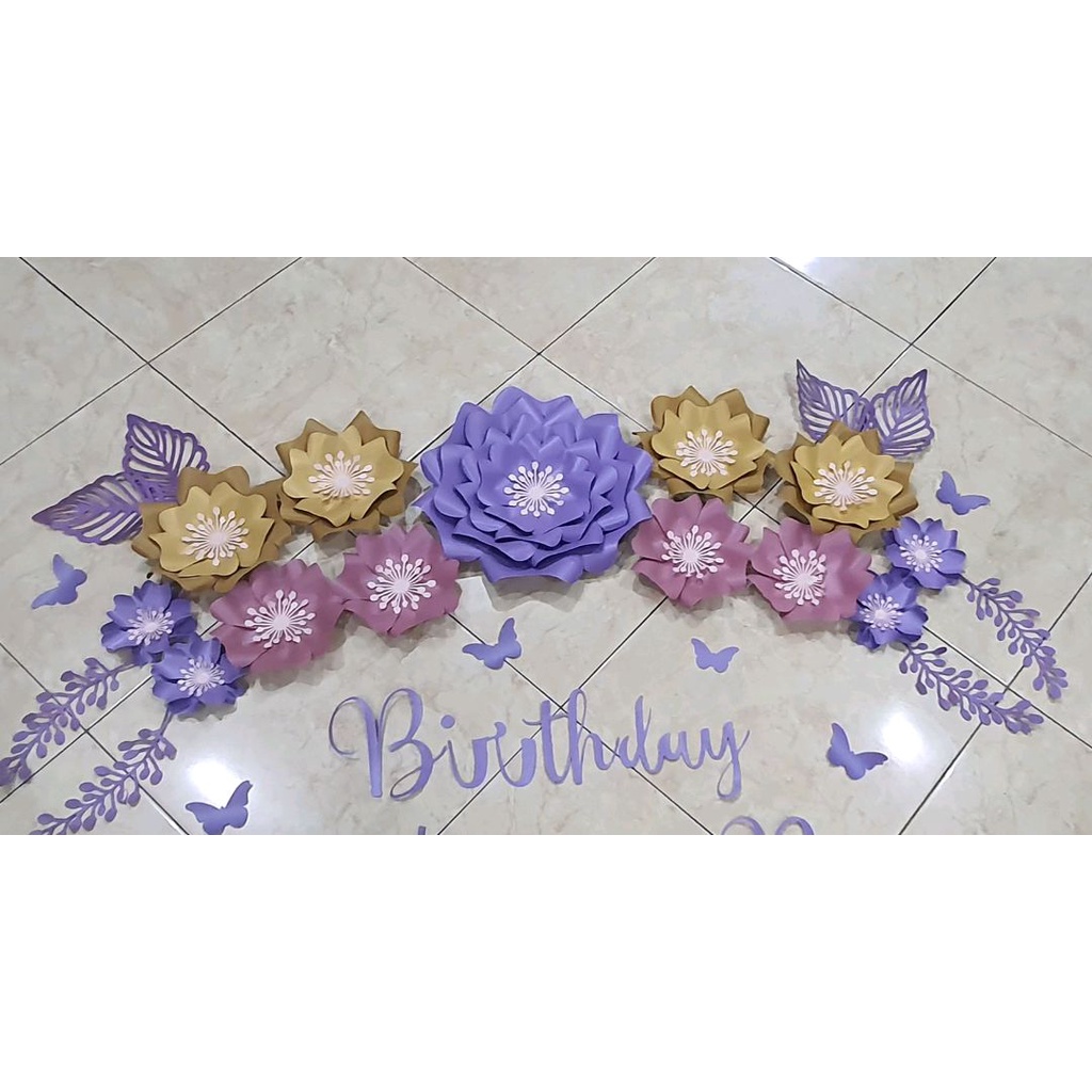 SIAP KIRIM - Ready paper flower dekorasi backdrop lamaran tunangan engagement wedding nikah syukuran
