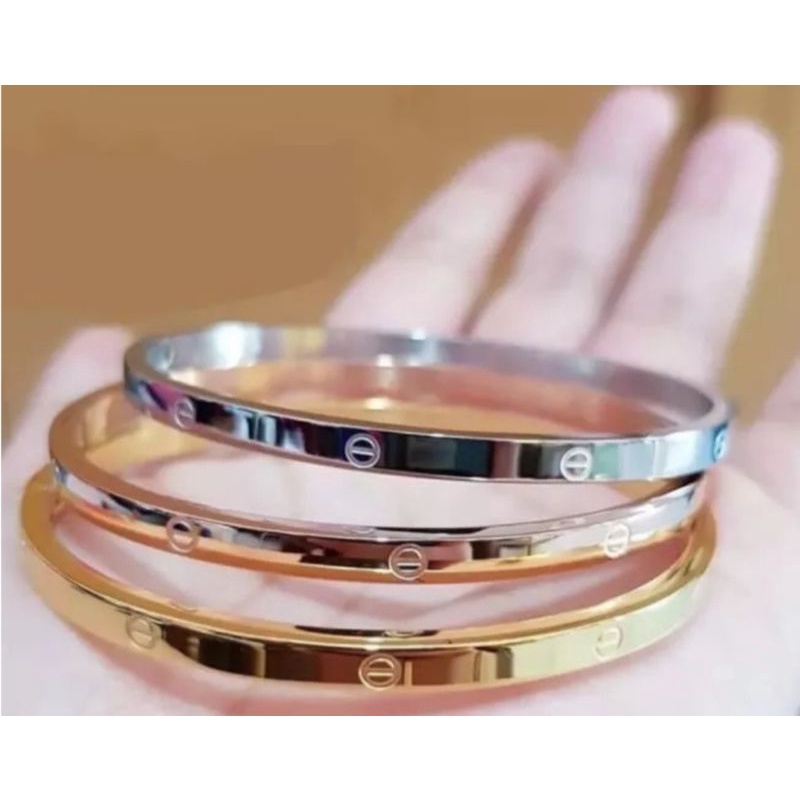 Cod gelang titanium 3 pcs perhiasan wanita anti luntur import