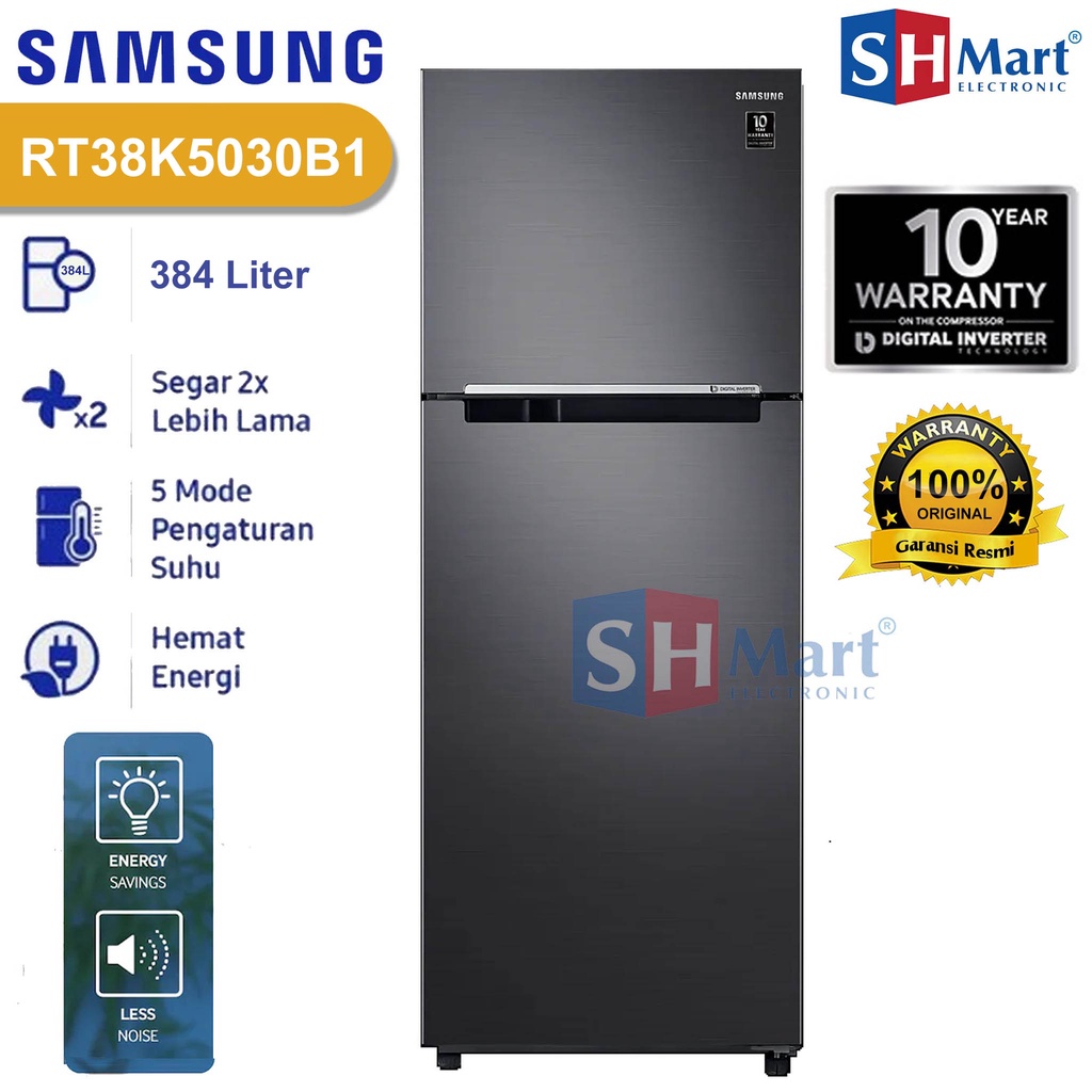 KULKAS SAMSUNG 2 PINTU RT38K5030B1 / RT38K 397 LITER TWIN COOLING GARANSI RESMI (MEDAN)