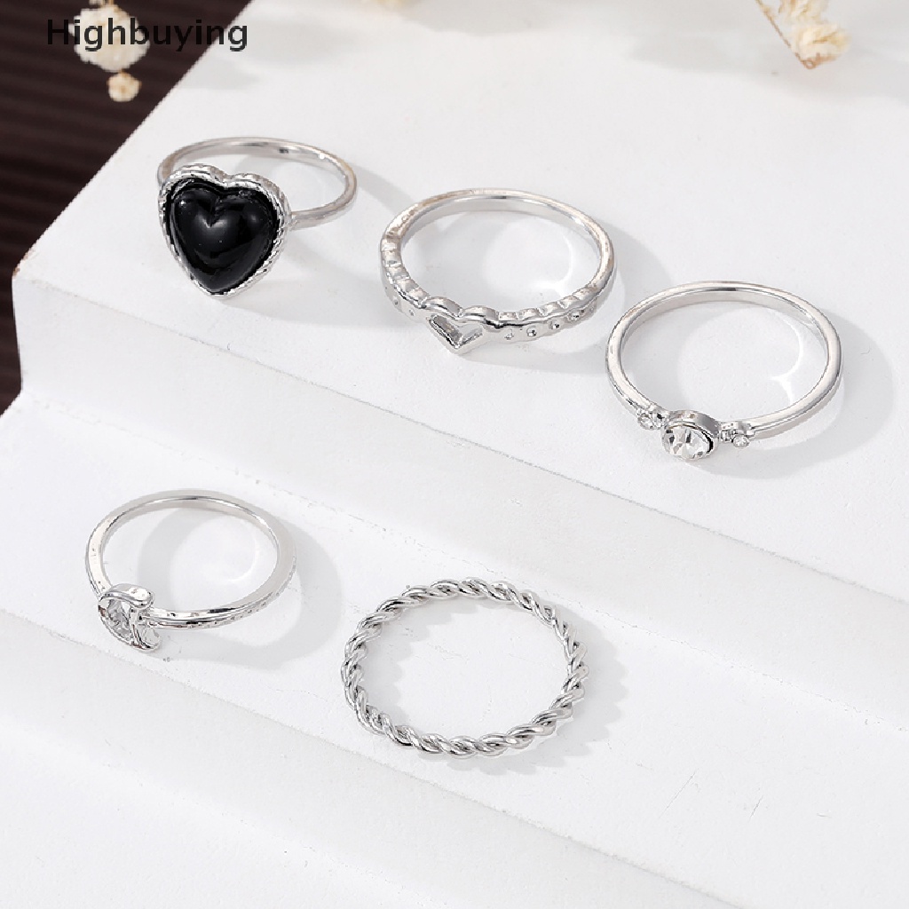 5pcs / Set Cincin Knuckle Bentuk Hati Untuk Wanita Glory