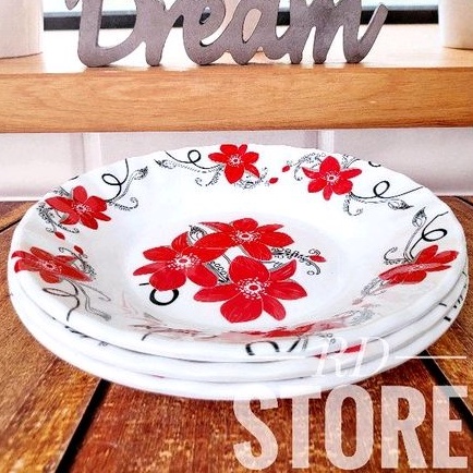 PROMO 3.PCS PIRING MAKAN MOTIF ROSE BAHAN MELAMINE WARE