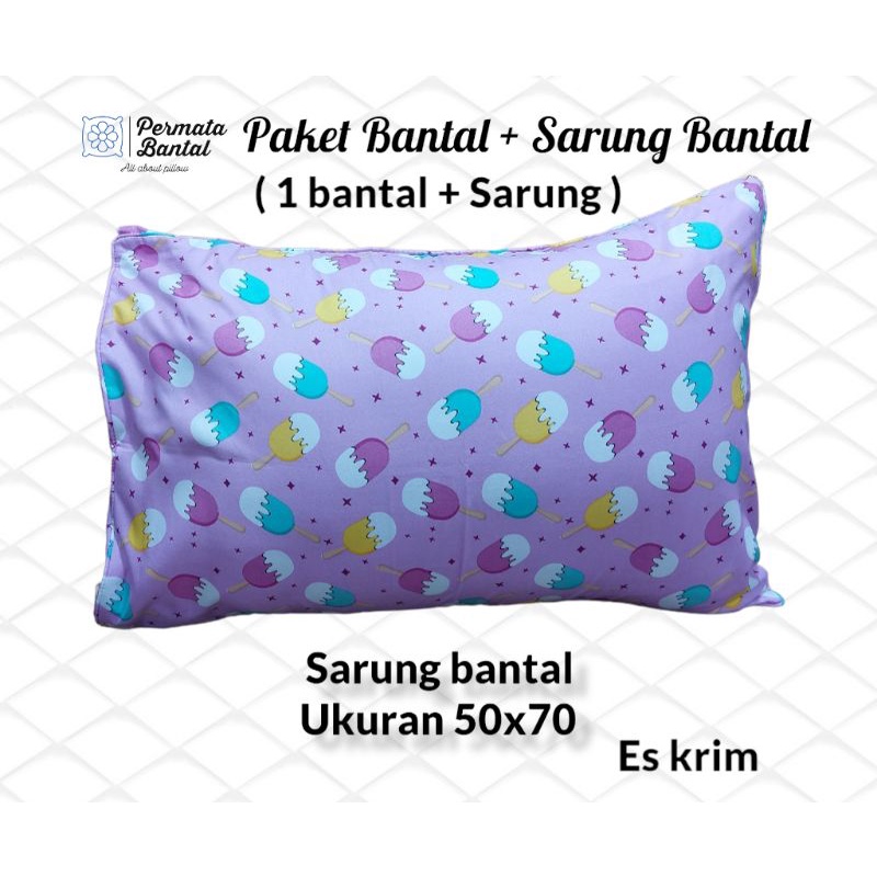 [PROMO] Paket Bantal + Sarung ukuran 50x70 Sarung Microtex Halus dan lembut