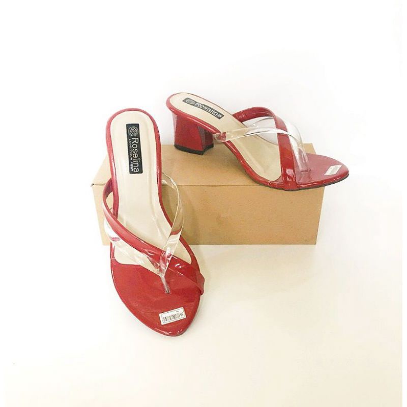 sandal haigh heels wanita jepit jeli bening tinggi 5cm