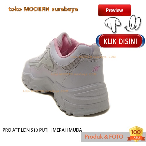 Sepatu wanita olahraga sneakers kets PRO ATT LDN 510 PUTIH MERAH MUDA