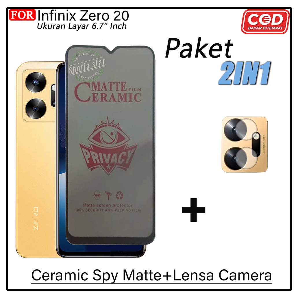 PAKET 2IN1 Ceramic Privacy Infinix Zero 20 5G Zero Xpro Zero Xneo  Zero 5G 5G 2023 Anti Spy Full Layar