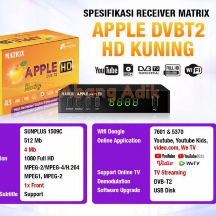 limited Edition✔️Set Top Box TV Digital Matrix Burger Hijau DVBT2 Matrix Apple Kuning / Set Box TV Digital Matrix Kuning / set box tv digital / box tv digital / set top box tv tabung|KD7