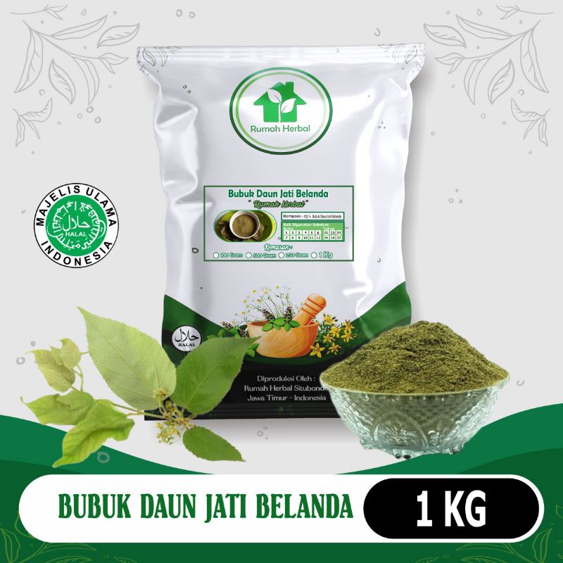 

Bubuk daun jati Belanda murni kemasan 1kg