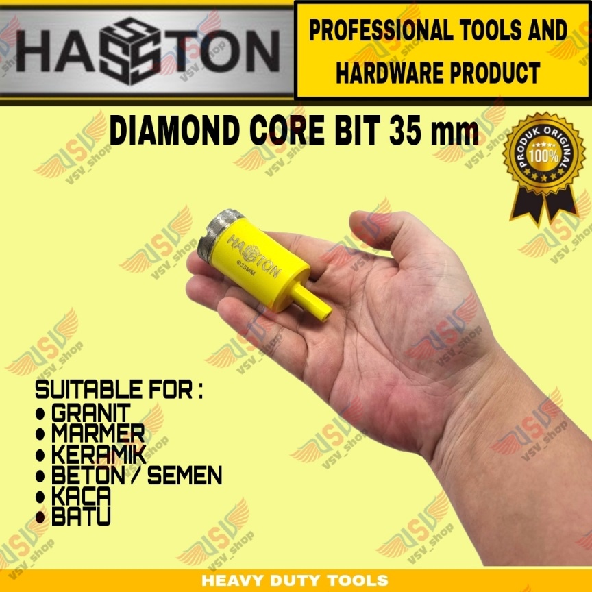 HASSTON Mata Bor Granite Keramik Marmer Batu Beton Diamond Core Bit 30 32 35 38MM