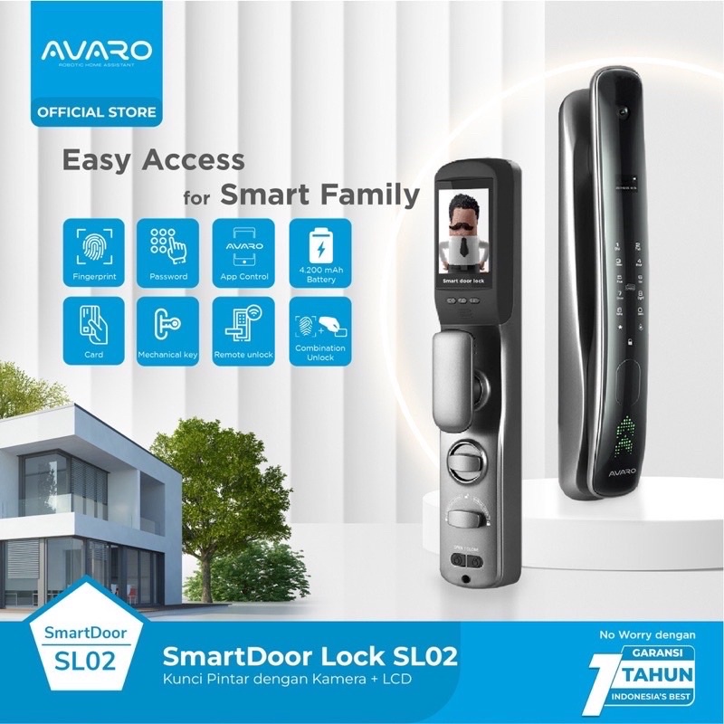 Avaro Smart Door Lock SL02 Kunci Pintu Digital with Camera Built in