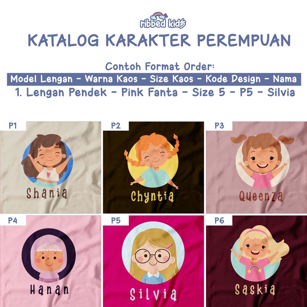 GRATIS SABLON NAMA  KAOS ANAK TEMA KARAKTER, AVATAR, ANIMASI, KARTUN, KAOS CUSTOM ANAK  0-12TH  ATASAN KATUN COMBED 30s By Ribbedkids