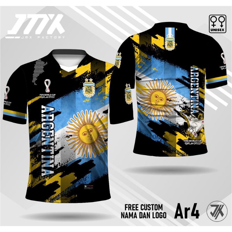 T-Shirt Jersey Argen Piala Dunia 2022/Kaos Jersey Argen Piala Dunia 2022 Lengan Pendek free custom